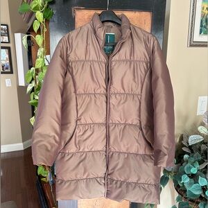Larry Levine Light Brown Long Down Coat sz XL